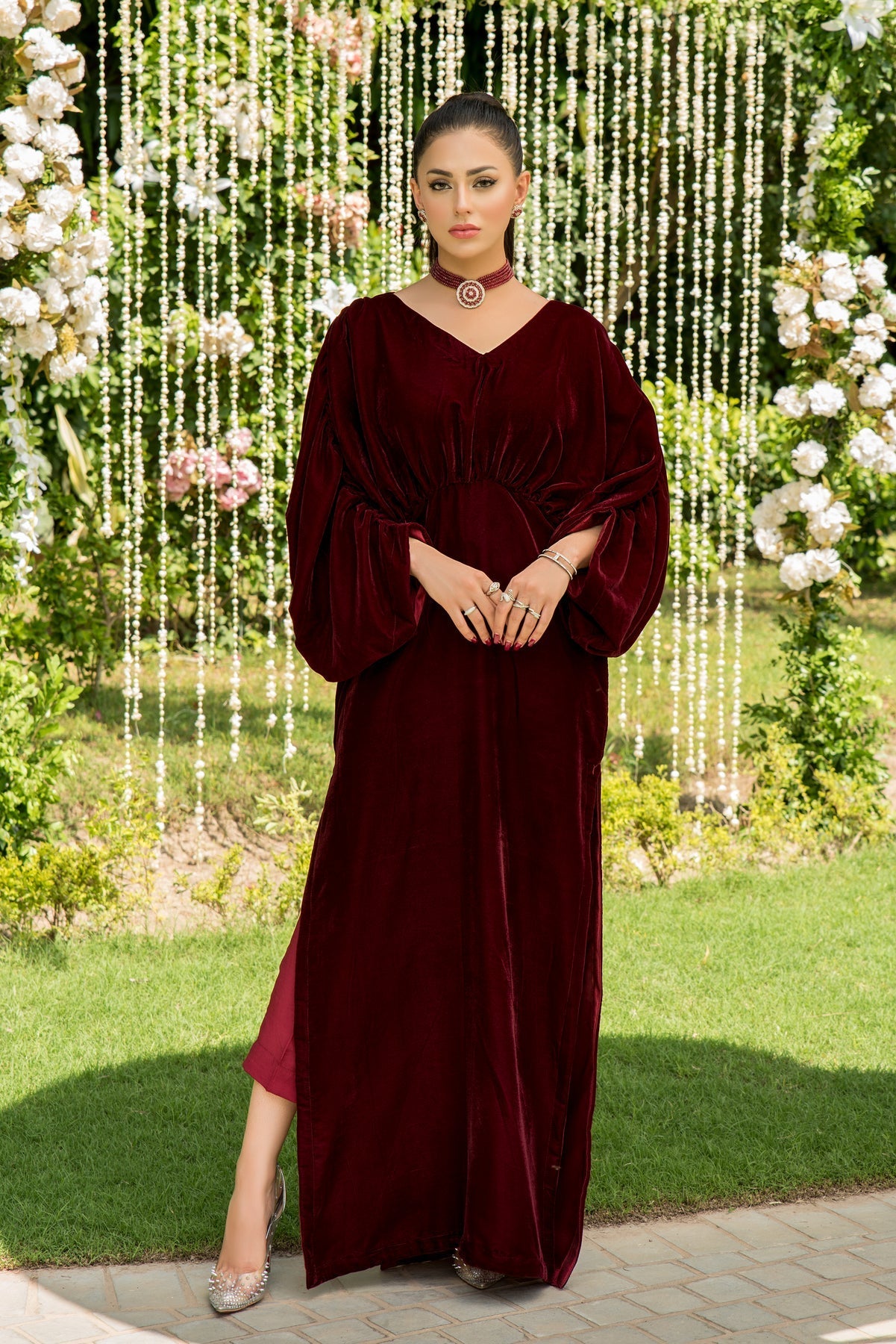 PLEATED MAROON - Elaheh Velvet'22 by Nayaa's
