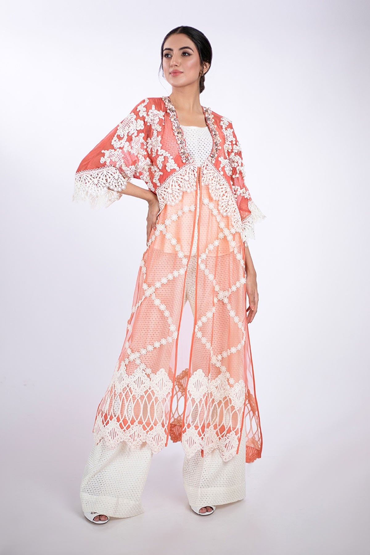 Kaveh Drapes Coral - Aleena & Fareena