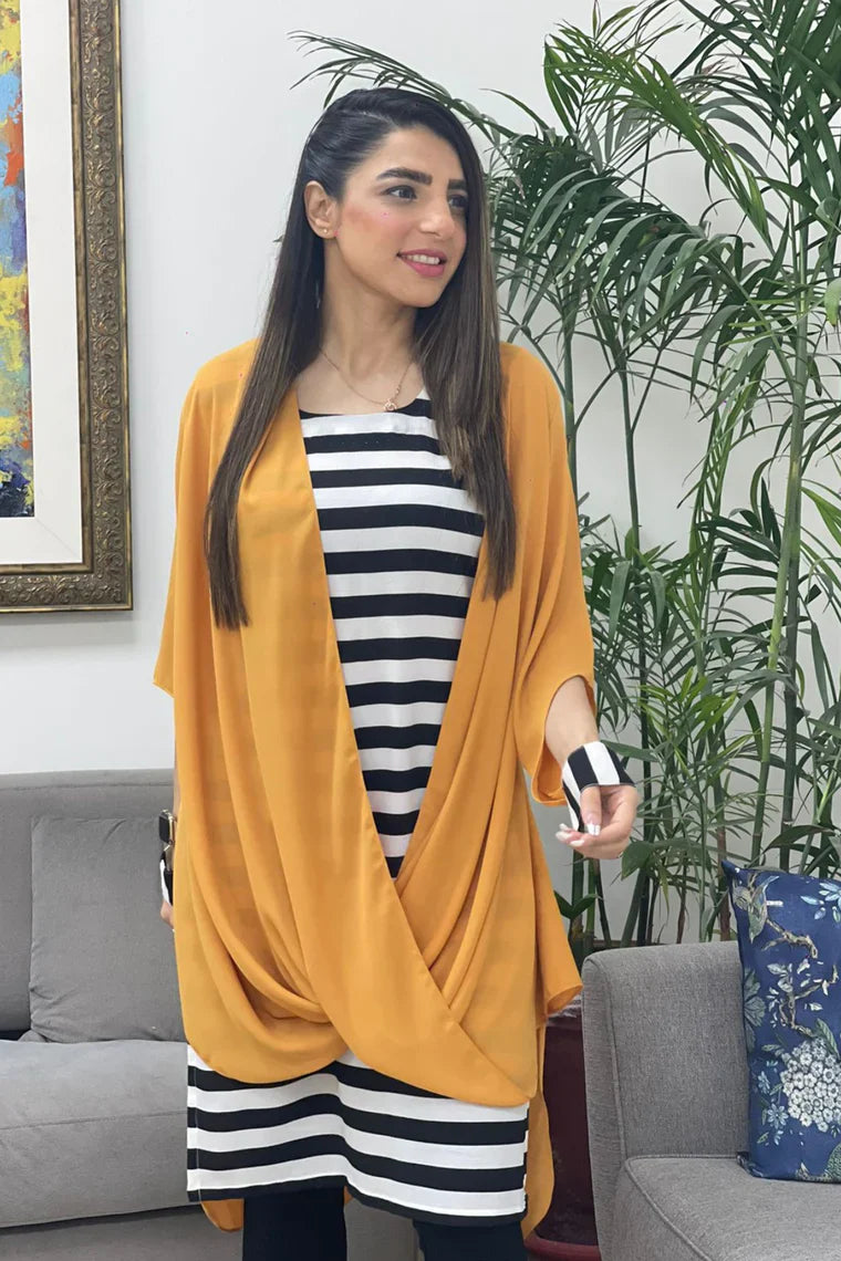 AF 347 Mustard Wrap Stripes - Ainee Faisal