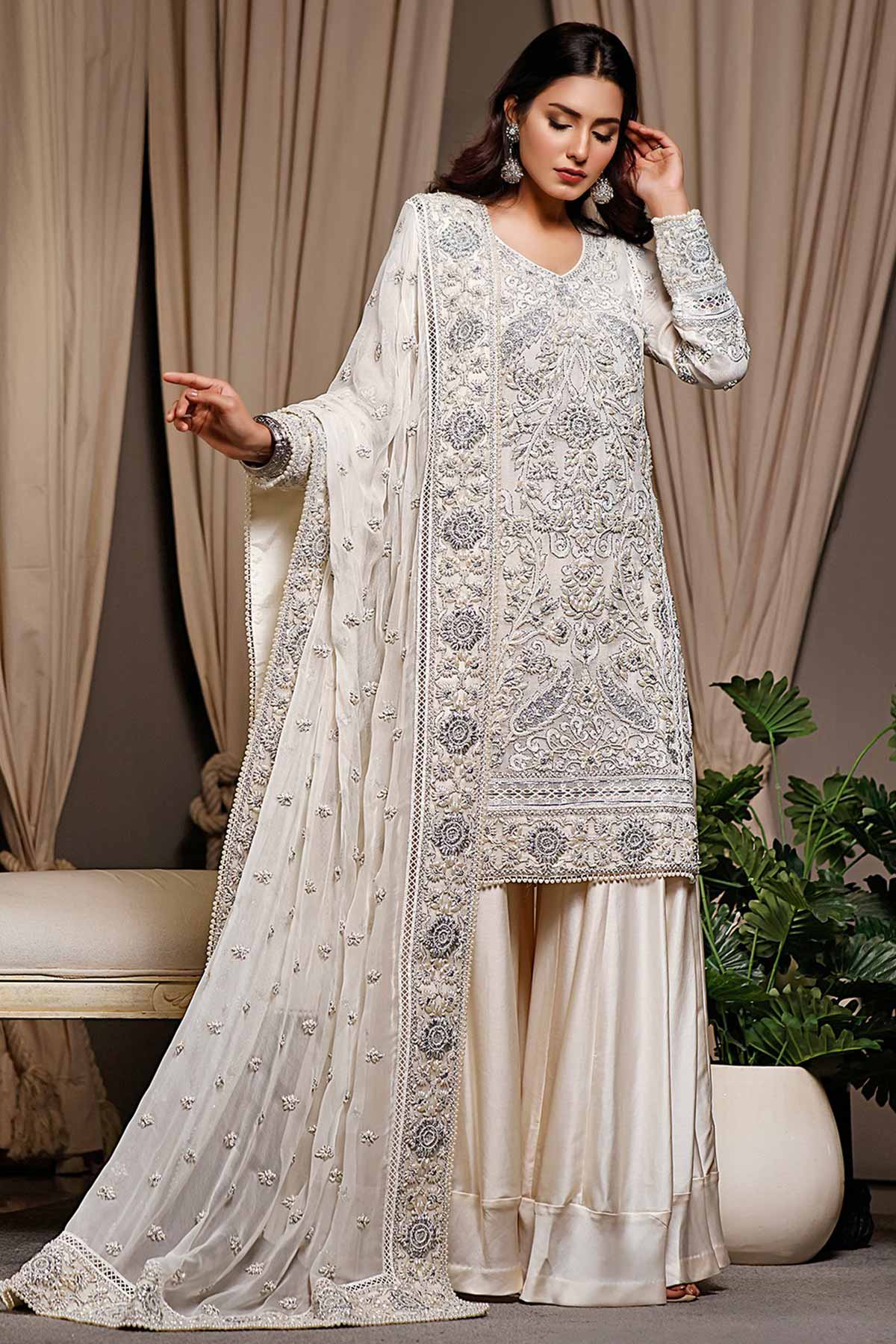 ZEBA SILVER KALI KURTA & DUPATTA - Rizwan Beyg
