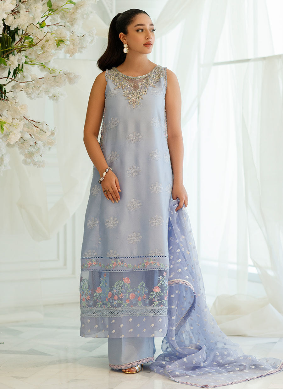 IZMIR PERIWINKLE SHIRT AND DUPATTA -  - Eid Drop One '22 by  Talib Aziz