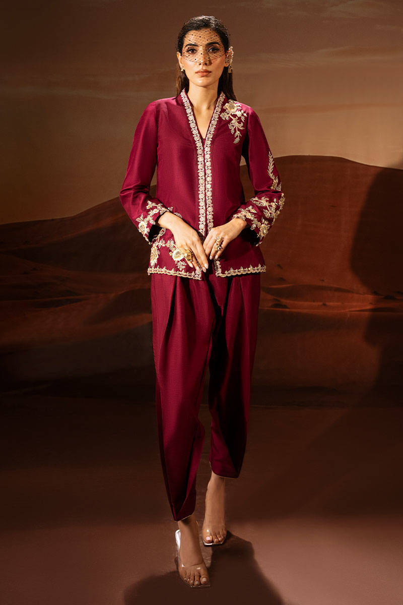 Boysenberry Jacket - Crystique Silk Collection by ZAINAB SALMAN