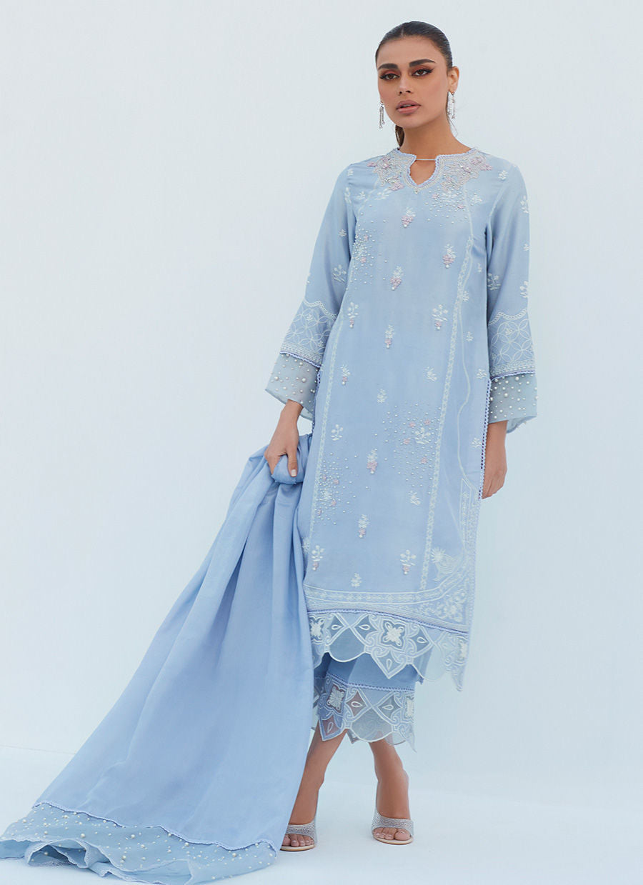 SHERYL PERIWINKLE SHIRT AND DUPATTA - Lea Spring by Farah Talib Aziz