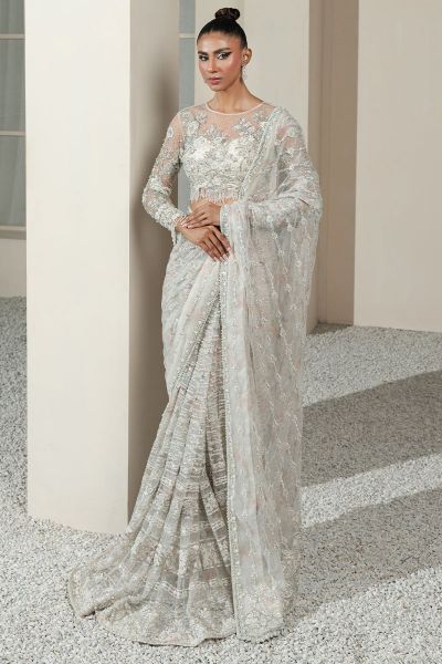 White Orchid Saree - Series Luxuriante 25 by Khakaa