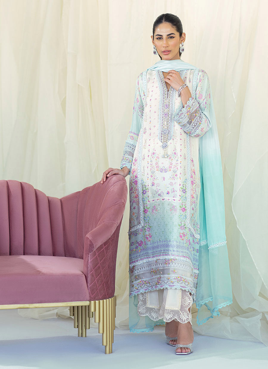 FRANNIE OMBRE SILK SHIRT AND DUPATTA - Gaia by Farah Talib Aziz