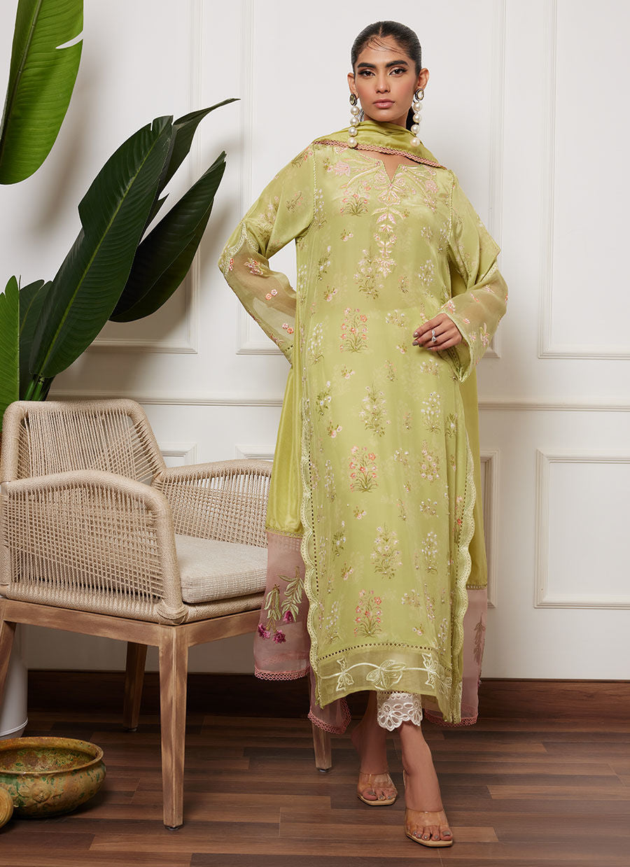 SAFIYA KIWI SHIRT AND DUPATTA - Lea Autumn Winter'23 by FTA