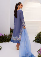 ALO BLUE EMBROIDERED SHIRT AND DUPATTA - Zaza'24 by Farah Talib Aziz