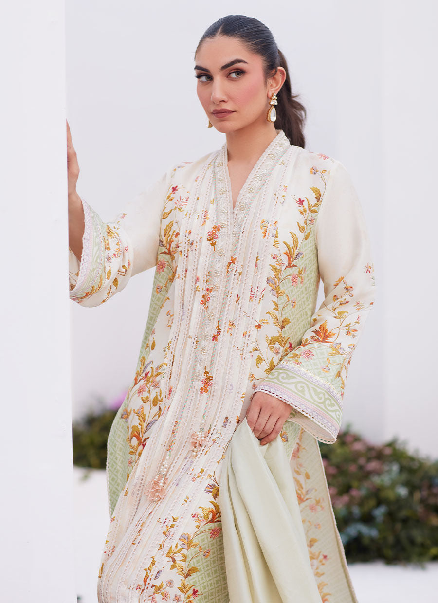 SAGE TRELLIS SHIRT AND DUPATTA-ZAZA PRINTS '24 BY FARAH TALIB AZIZ