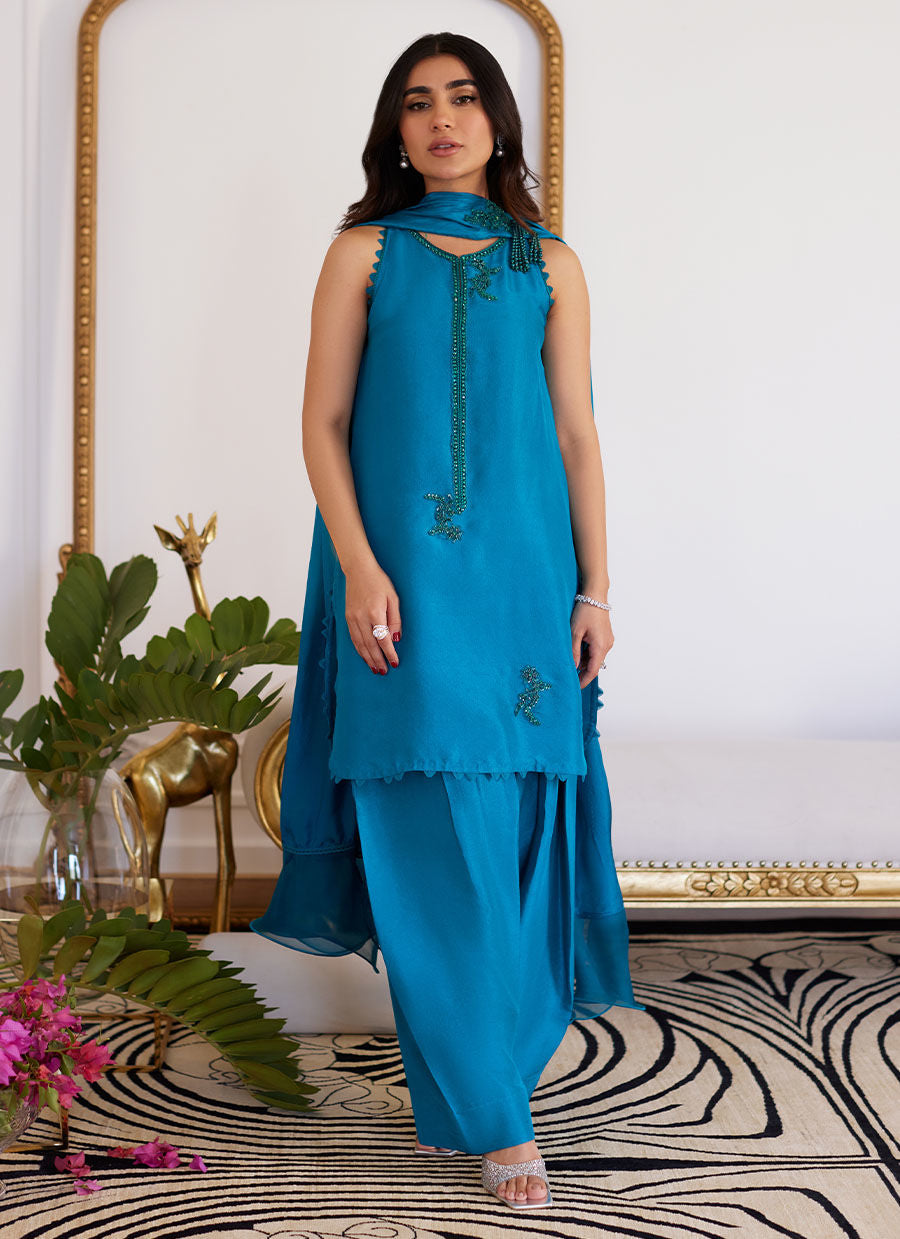 LILOU RAW SILK SHIRT WITH DUPATTA- Luna Eid'24 | By Farah Talib Aziz