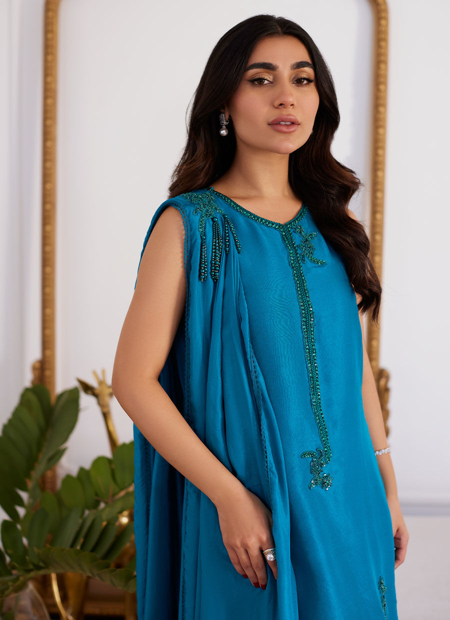 LILOU RAW SILK SHIRT WITH DUPATTA- Luna Eid'24 | By Farah Talib Aziz