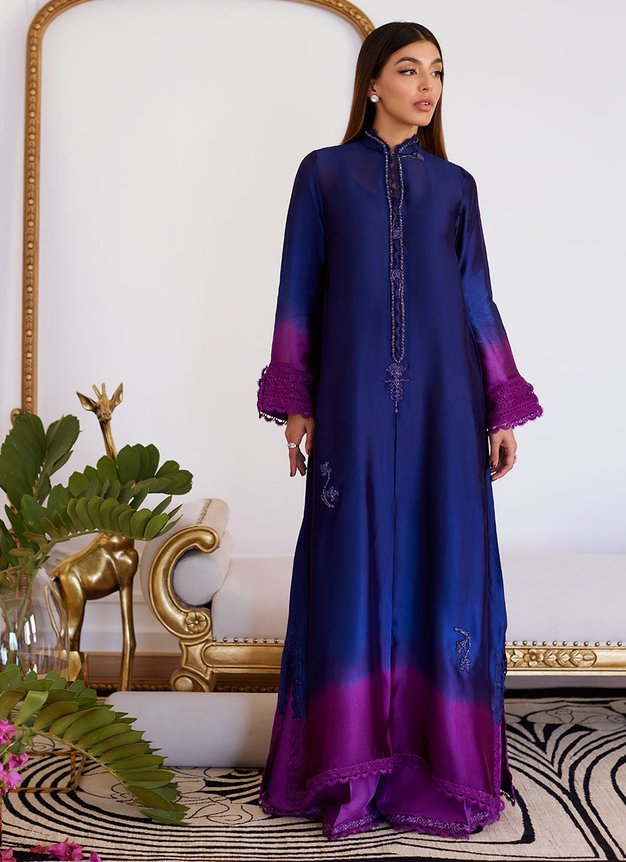 MORGANA OMBRE SHISHA SILK LONG SHIRT- Luna Eid'24 | By Farah Talib Aziz