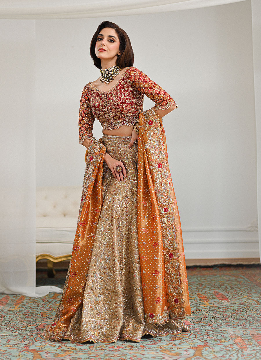 Lila Gold Lehnga Choli Bridal - Miray Heritage Bridal's by Farah Talib Aziz