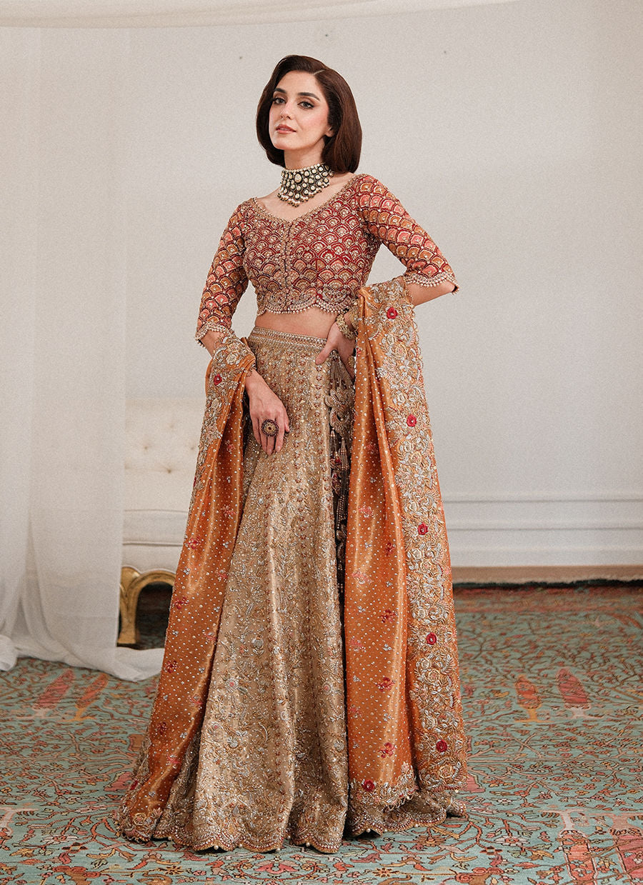 Lila Gold Lehnga Choli Bridal - Miray Heritage Bridal's by Farah Talib Aziz