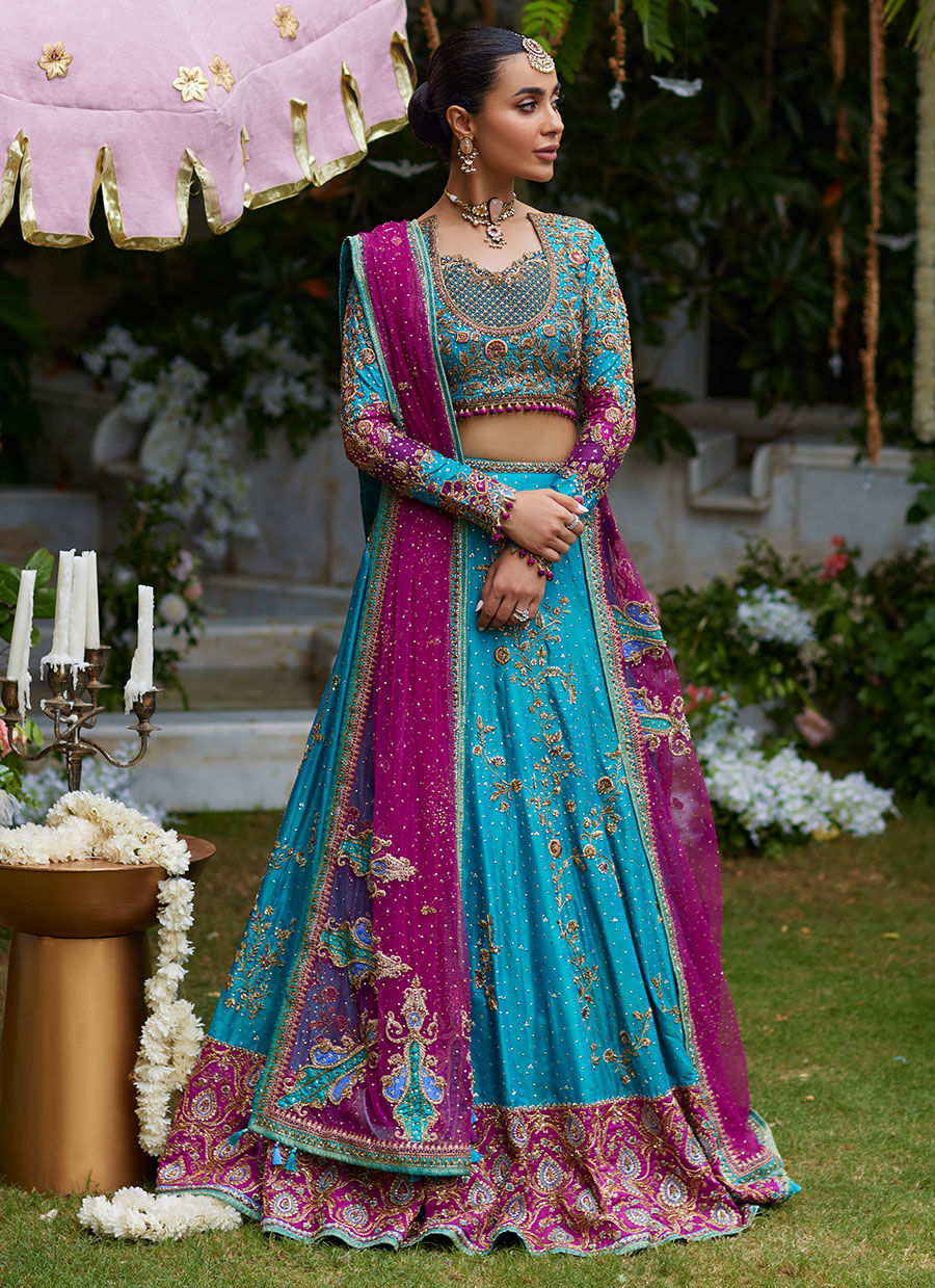 Nuresa Teal Lehenga Choli - Miray Festive Formals by FTA