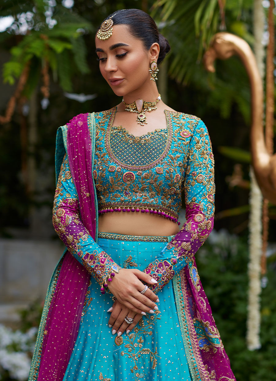 Nuresa Teal Lehenga Choli - Miray Festive Formals by FTA