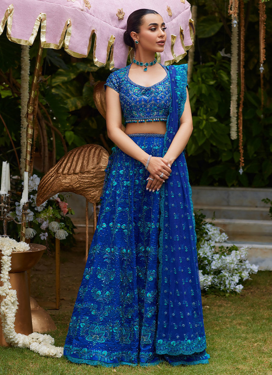 Laira Royal Blue Lehenga Choli - Miray Festive Formals by Farah Talib Aziz