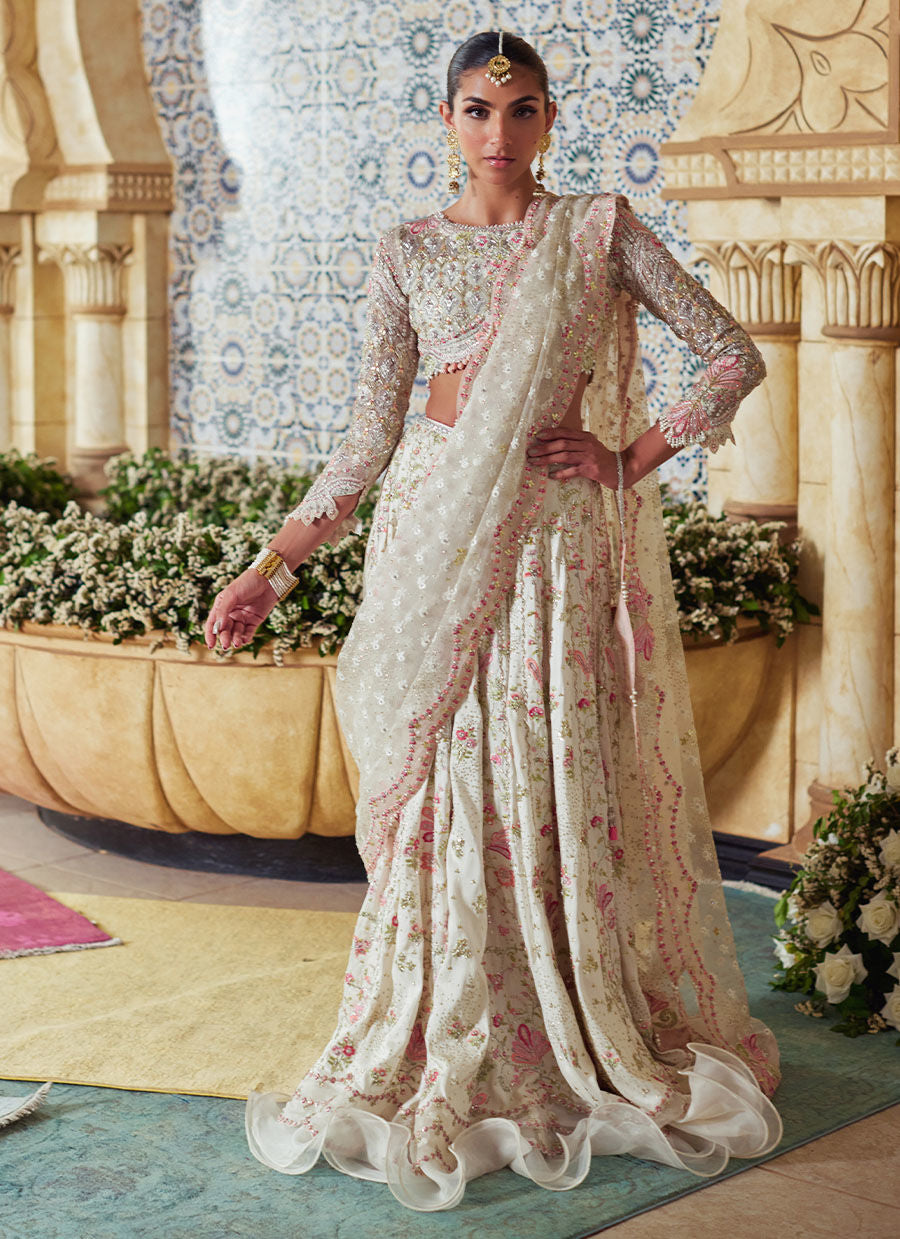 Amarisa Ivory Lehenga Choli - Miray Festive Formals by Farah Talib Aziz