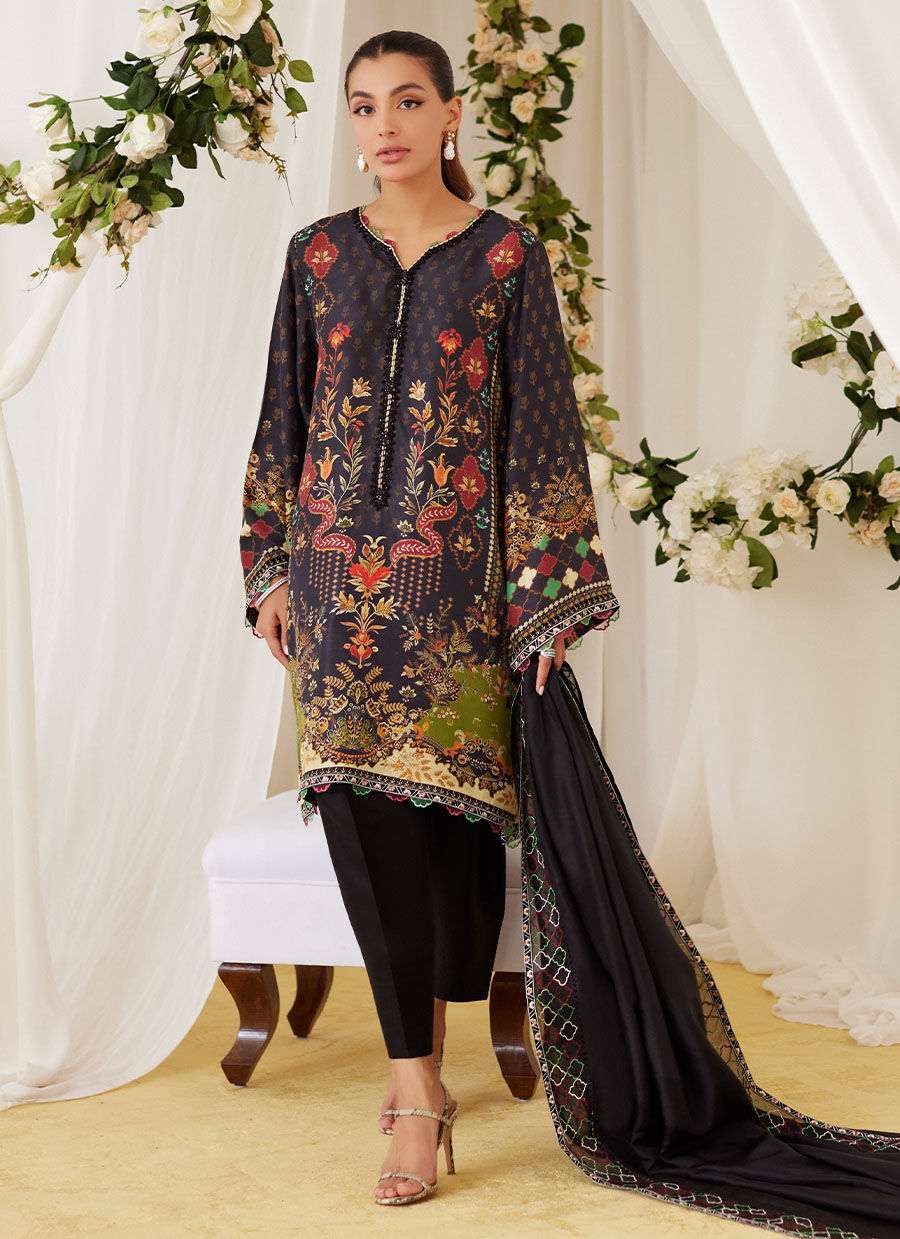 Maala Printed Raw Silk Shirt And Dupatta - Lea Fall  '24 by FTA