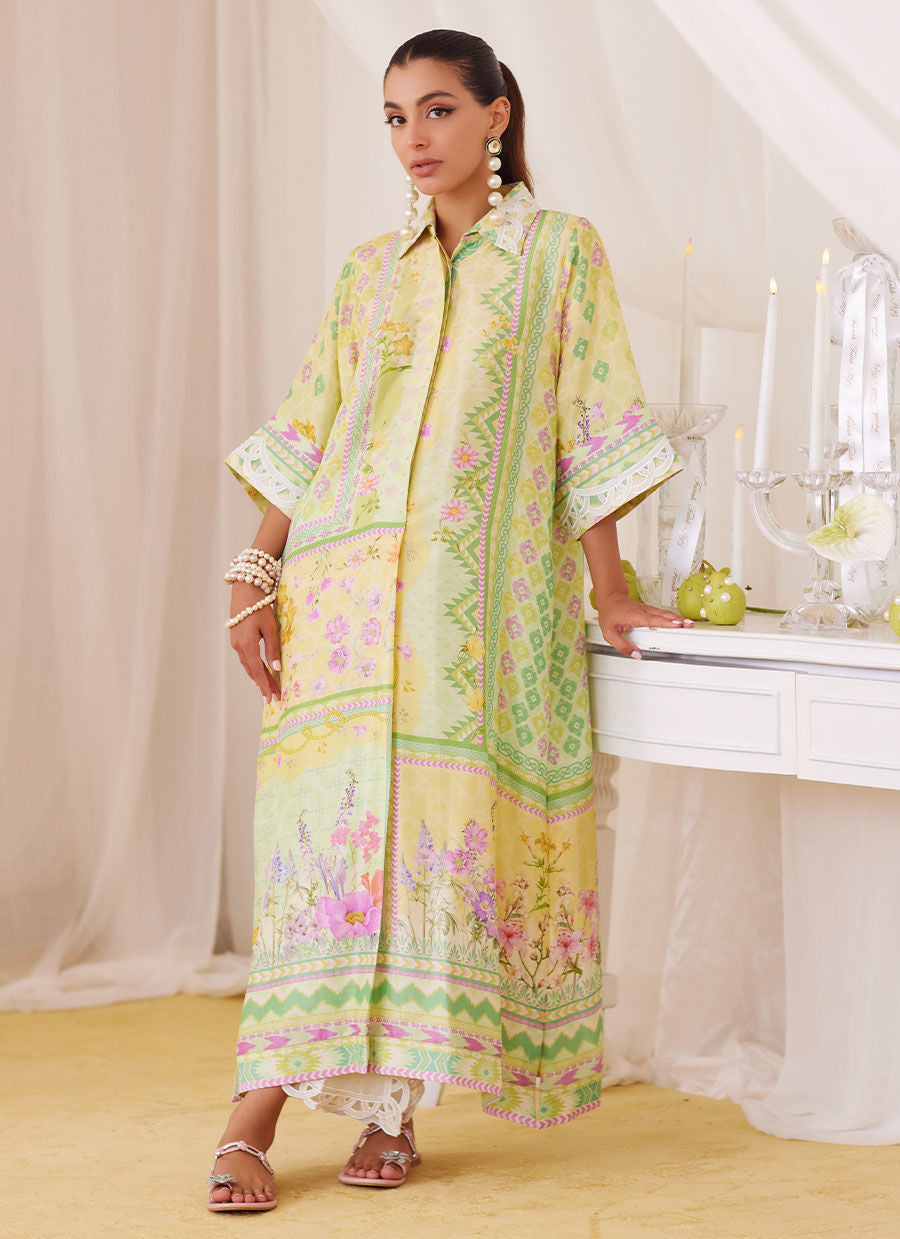 yellow silk shirt dress Versace - 'Spring Barocco' Dress - Woman