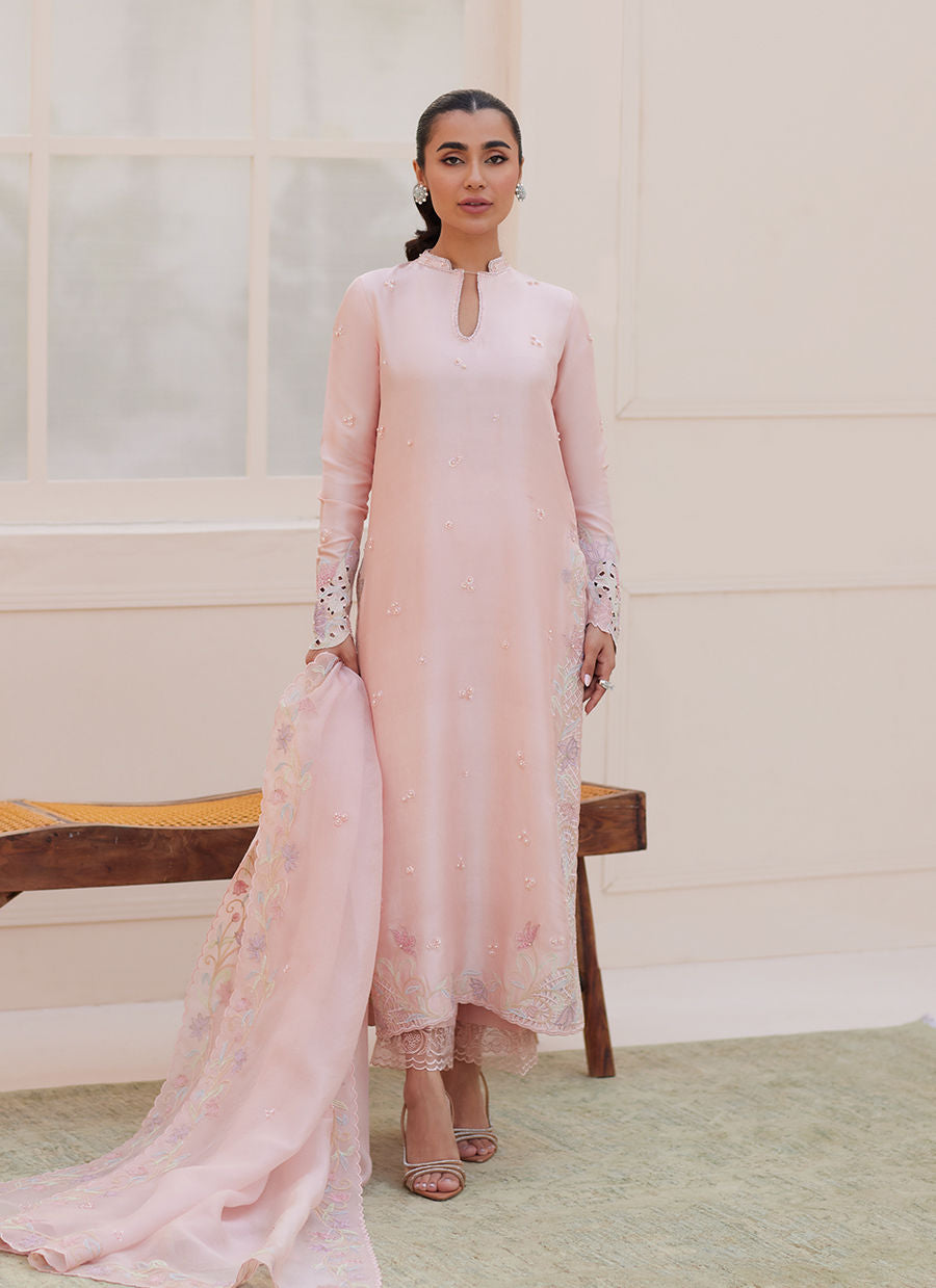 Aurora Pastel Pink Shirt and Dupatta - Zaza'25 by Farah Talib Aziz