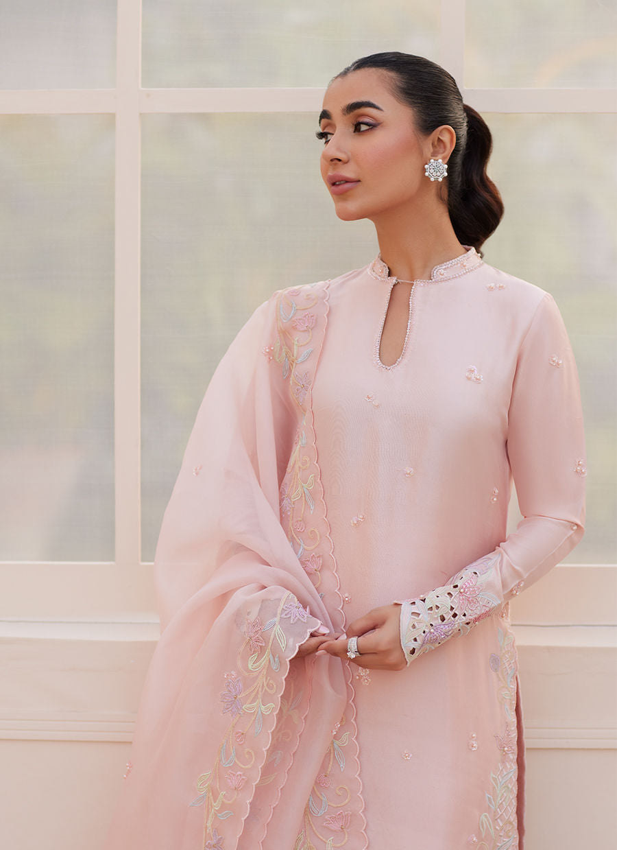 Aurora Pastel Pink Shirt and Dupatta - Zaza'25 by Farah Talib Aziz