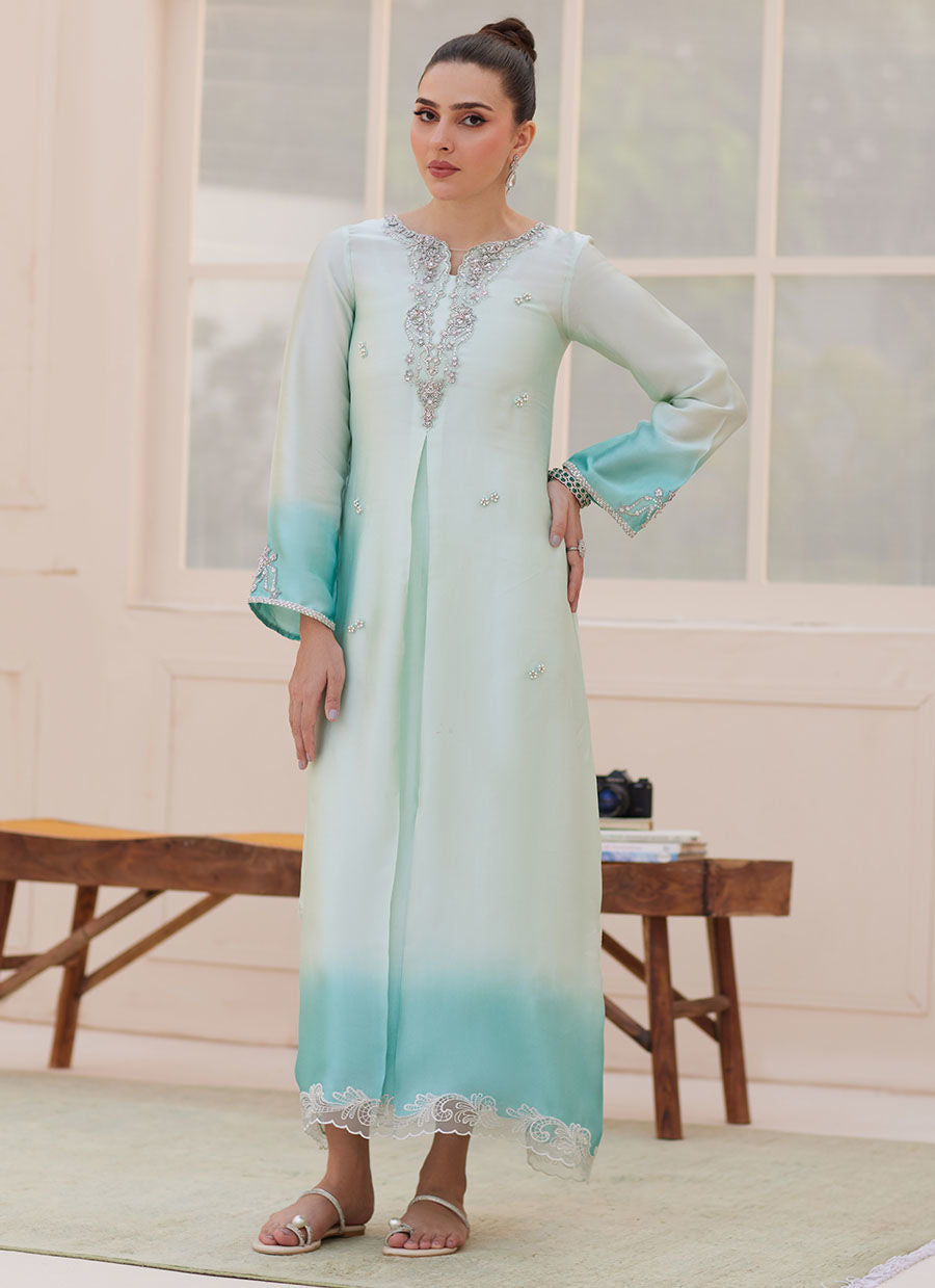 Palmira Aqua Ombre Shirt - Zaza'25 by Farah Talib Aziz