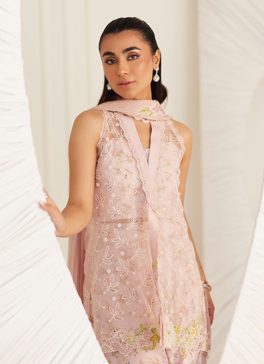 Kyma Blush Organza Jacket and Bustier - LEA Eid 25 by Farah Talib Aziz