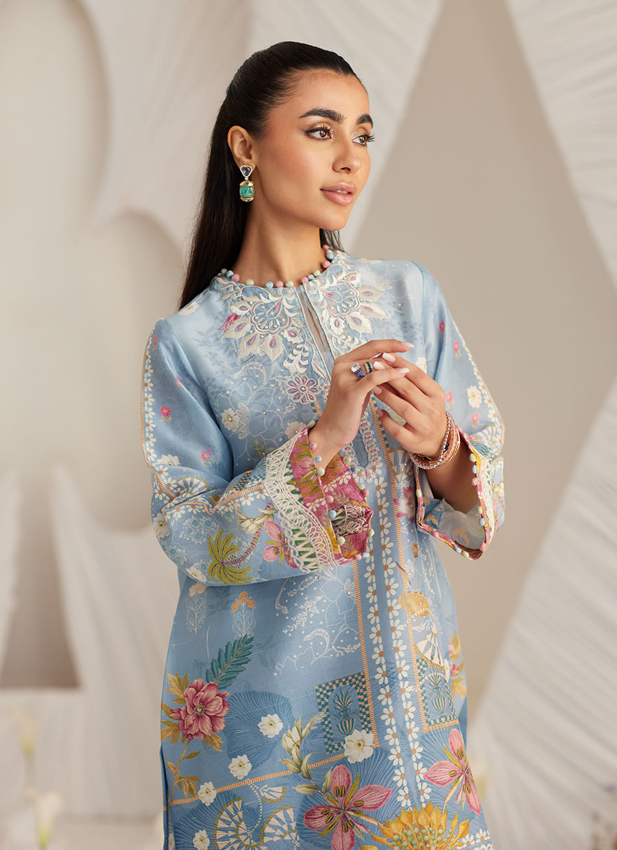 Carla Slate Blue Shirt and Pants - LEA Eid 25 by Farah Talib Aziz