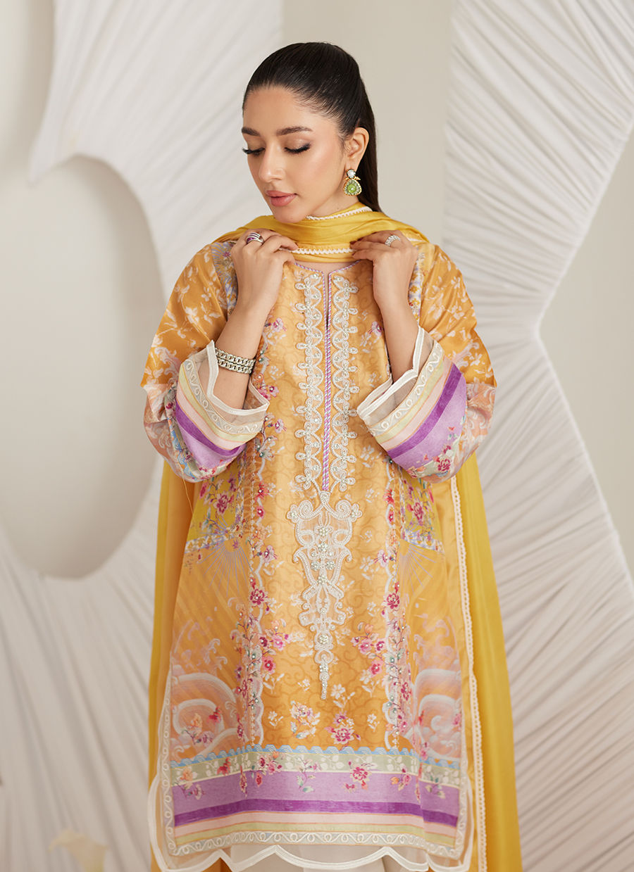 Anima Mustard Shirt and Dupatta - LEA Eid 25 by Farah Talib Aziz