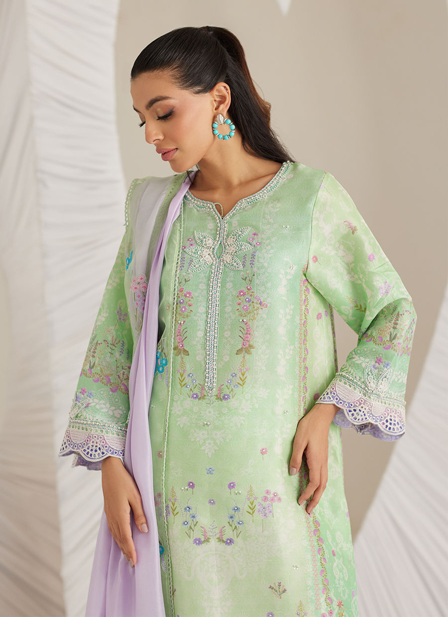 Felice Aqua Shirt and Dupatta - LEA Eid 25 by Farah Talib Aziz