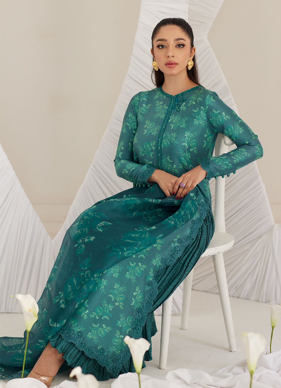 Camilla Emerald Shirt and Dupatta - LEA Eid 25 by Farah Talib Aziz