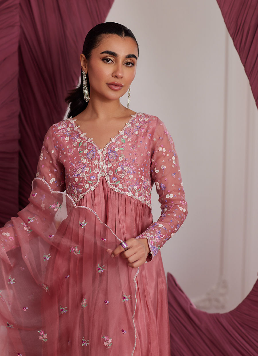 Wylie Watermelon Kalidaar And Dupatta - Luna Eid Edit by Farah Talib Aziz