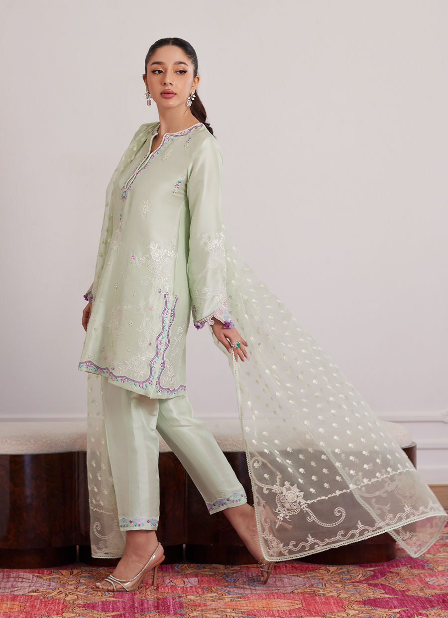 Pilar Mint Shirt And Dupatta - Luna Eid Edit by Farah Talib Aziz