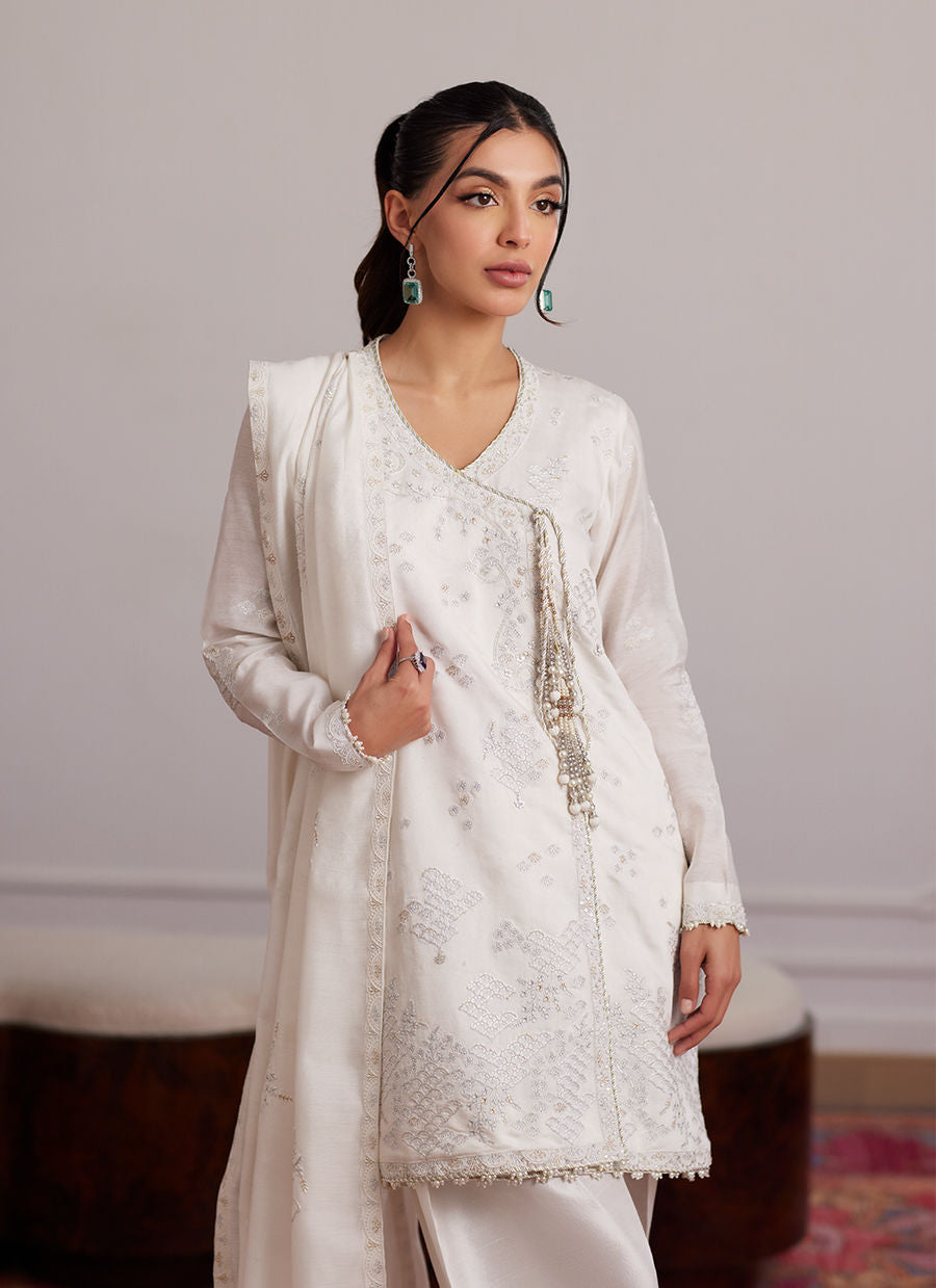 Calla Ivory Angarkha And Dupatta - Luna Eid Edit by Farah Talib Aziz