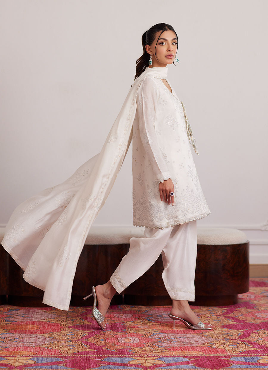 Calla Ivory Angarkha And Dupatta - Luna Eid Edit by Farah Talib Aziz