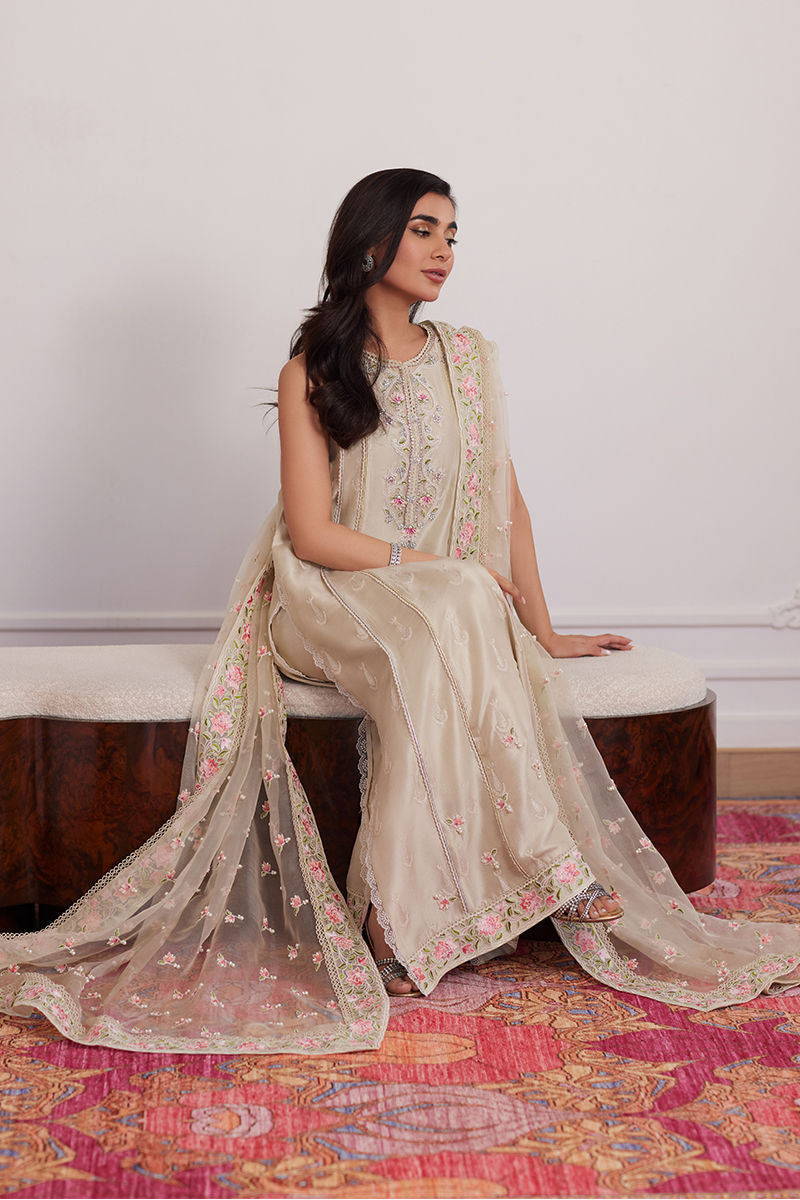 Everly Cream Shirt And Dupatta - Luna Eid Edit by Farah Talib Aziz