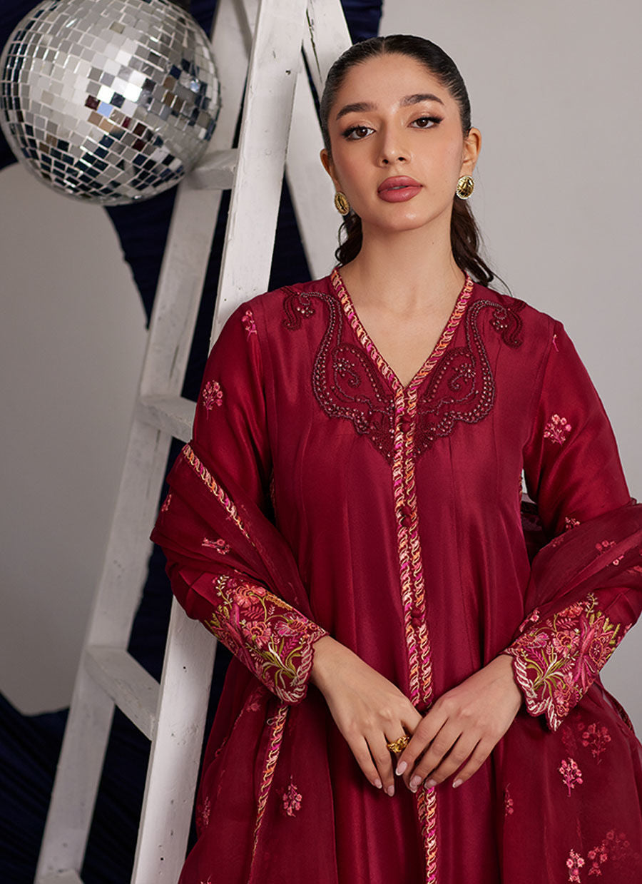 Miko Crimson Kalidaar And Dupatta - Luna Eid Edit by Farah Talib Aziz