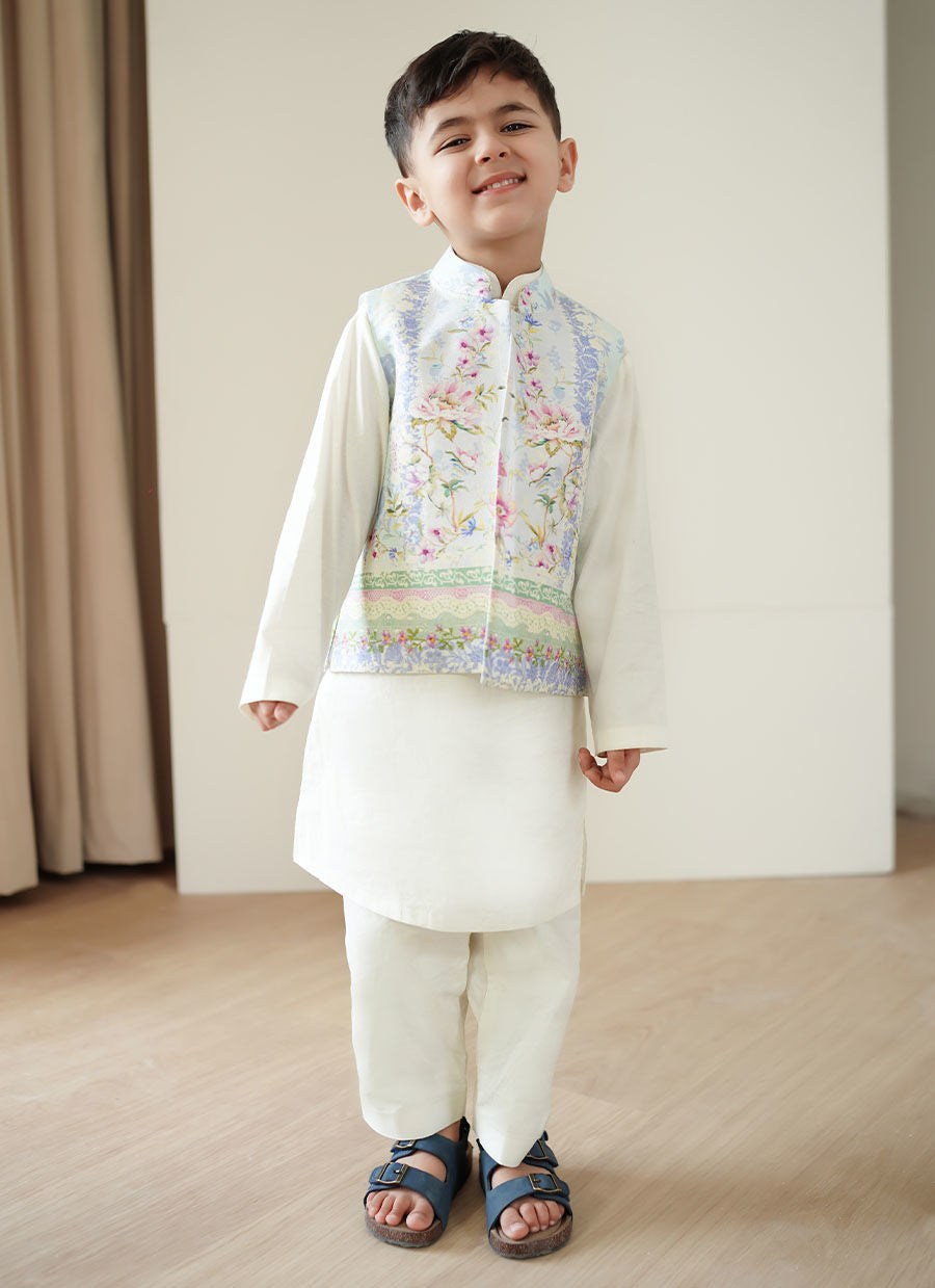 Zorya Ice Blue Mini Waistcoat - Tara Eid Luxe 25 by Farah Talib Aziz