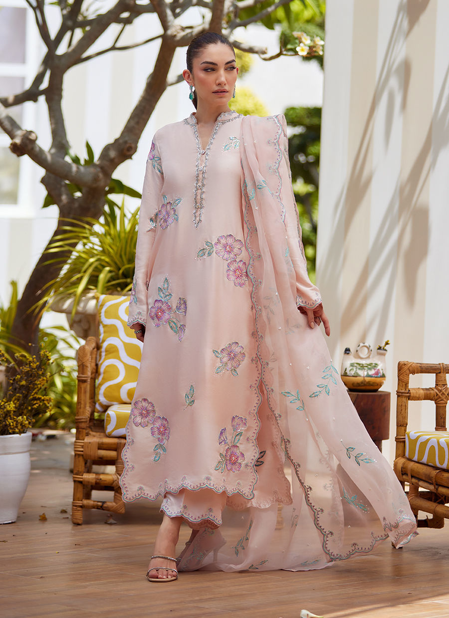 Vera Pink Shirt and Dupatta - Tara Eid Luxe II by Farah Talib Aziz