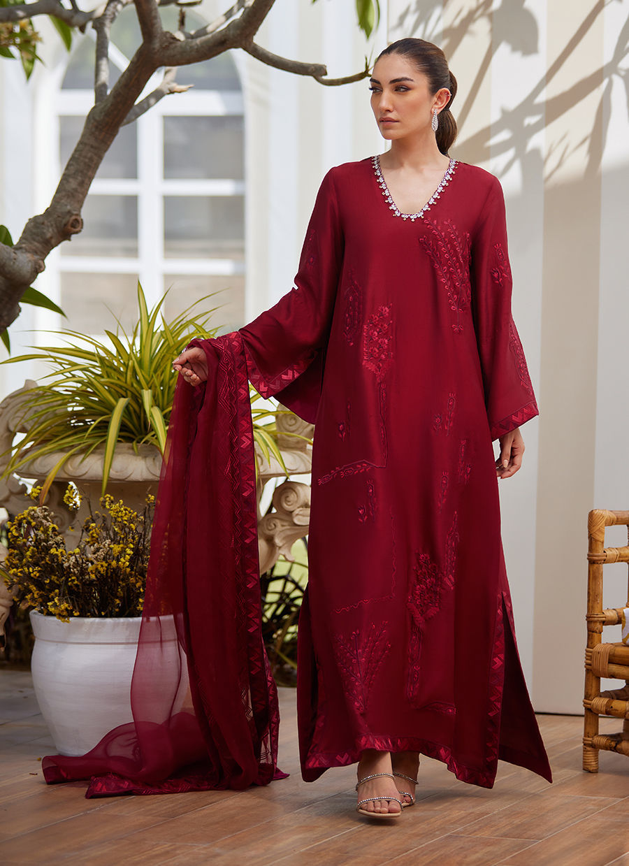 Soraya Scarlett Shirt and Dupatta - Tara Eid Luxe II by Farah Talib Aziz