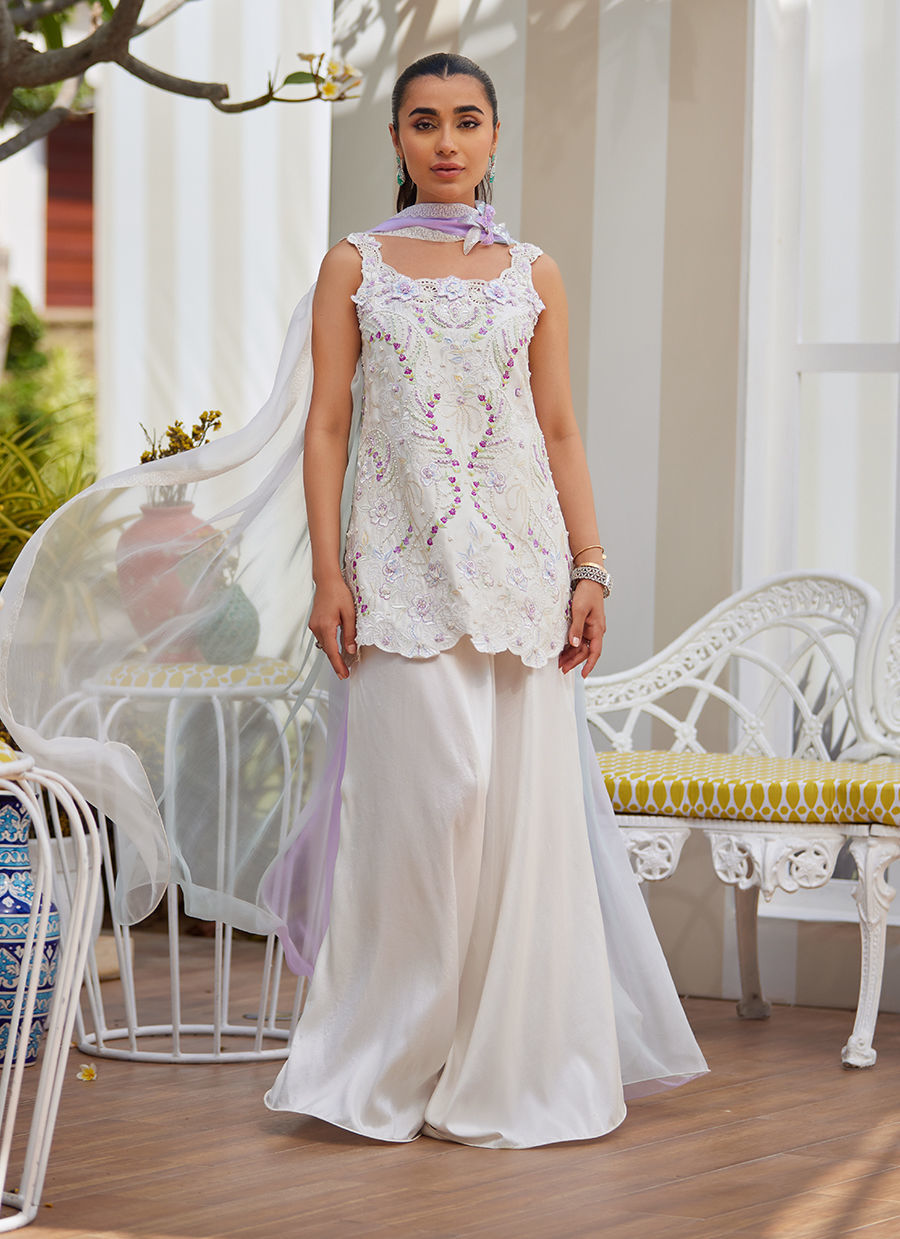 Amora Ivory Shirt and Dupatta - Tara Eid Luxe II by Farah Talib Aziz