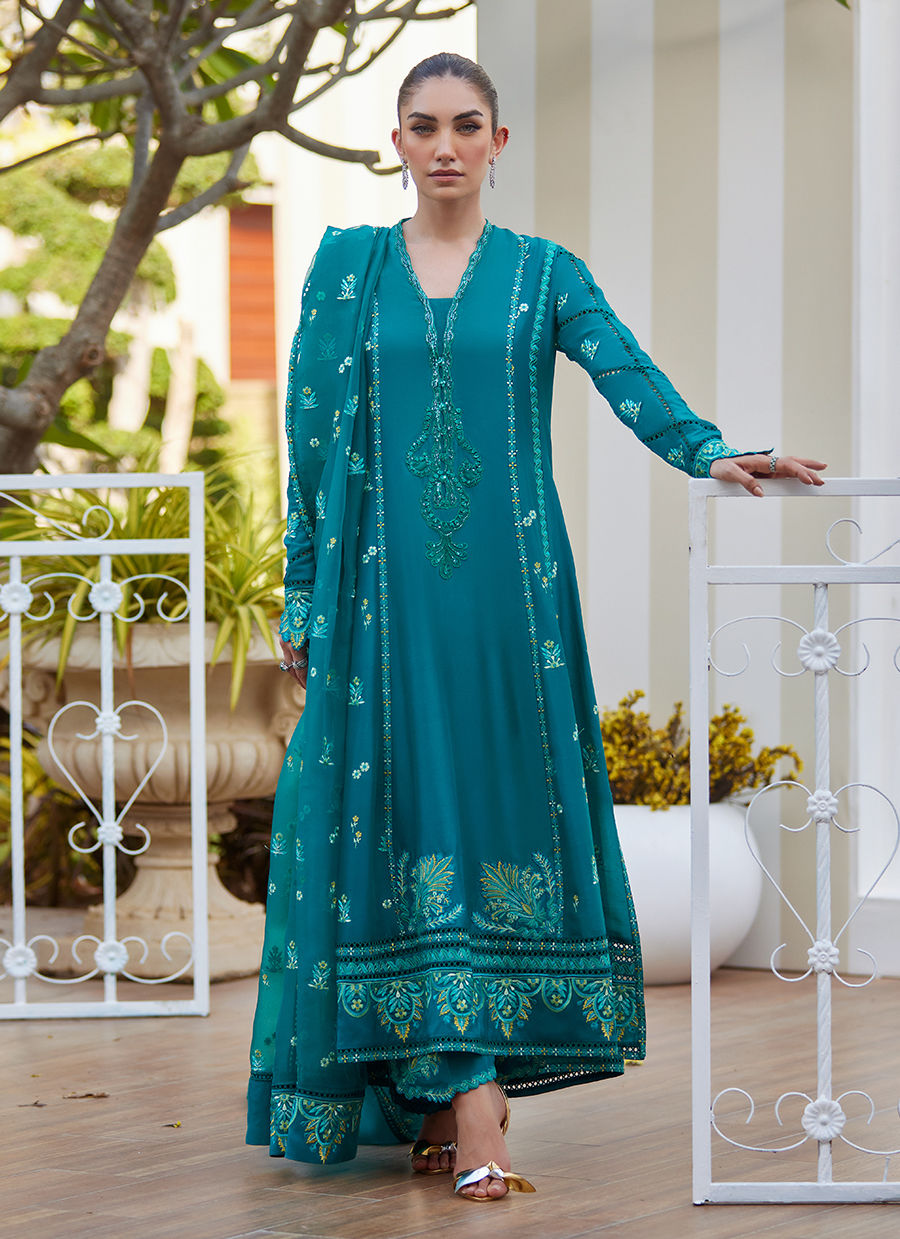 Leni Emerald Kalidaar and Dupatta - Tara Eid Luxe II by Farah Talib Aziz