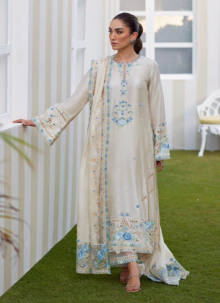 Delina Ivory Shirt and Dupatta - Tara Eid Luxe II by Farah Talib Aziz