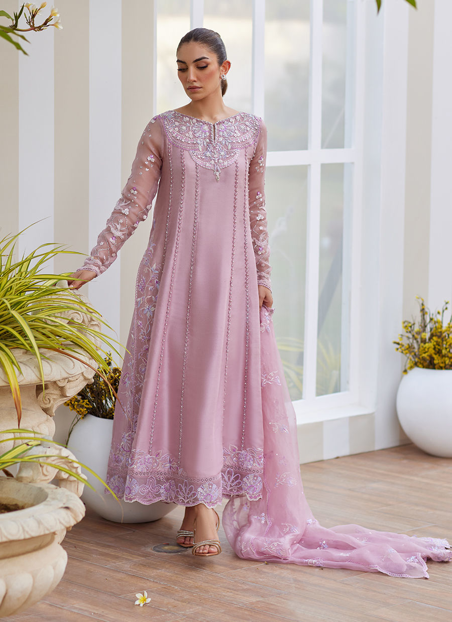 Karis Mauve Kalidaar and Dupatta - Tara Eid Luxe II by Farah Talib Aziz