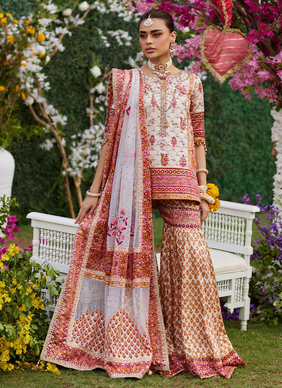 Velina Block Printed Shirt and Gharara - Amaltas 25 by Farah Talib Aziz