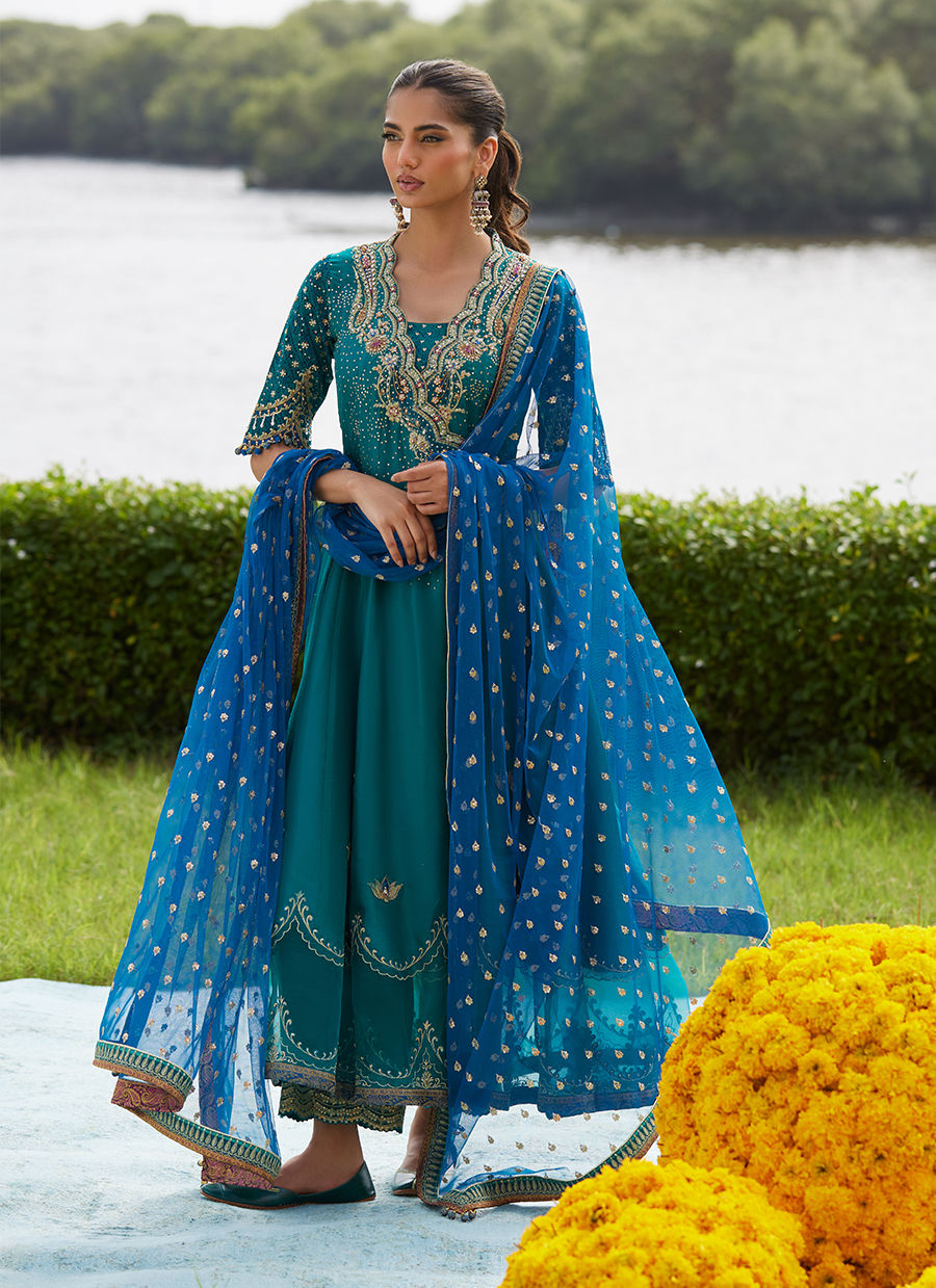 Empress Emerald Kalidaar And Dupatta - Mayna Festive Luxe Pret by Farah Talib Aziz