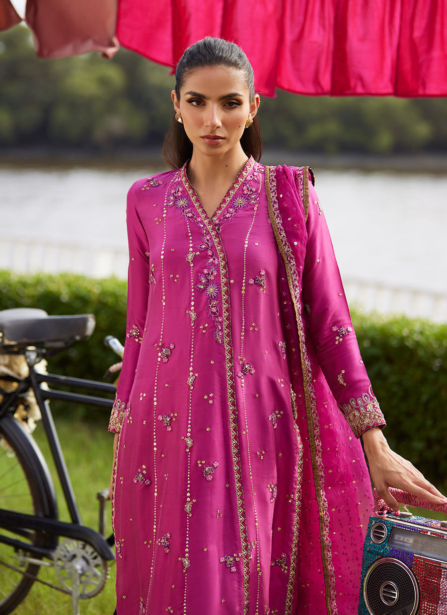 Mirage Magenta Shirt And Dupatta - Mayna Festive Luxe Pret by Farah Talib Aziz