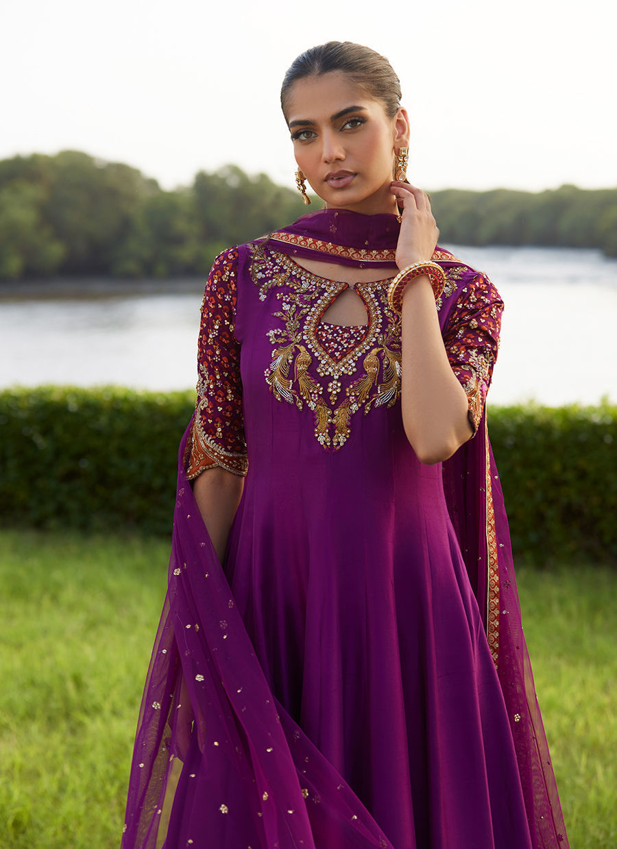 Pehil Purple And Dupatta Kalidaar - Mayna Festive Luxe Pret by Farah Talib Aziz