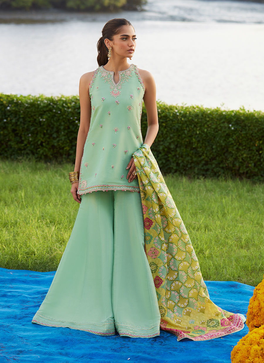 Cascade Mint Shirt And Dupatta - Mayna Festive Luxe Pret by Farah Talib Aziz