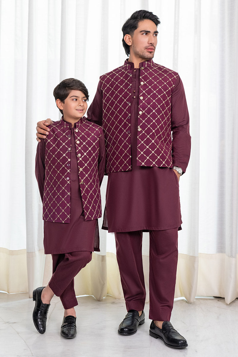 Deep Plum Waistcoat Combo - Celina by Chic ophicial